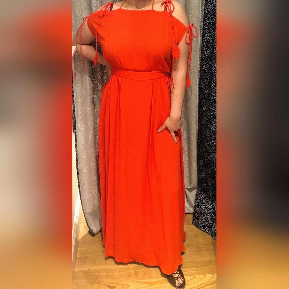 NWT Sz 6 Tory Burch Poppy Red Evalene Maxi Dress - Picture 2 of 9